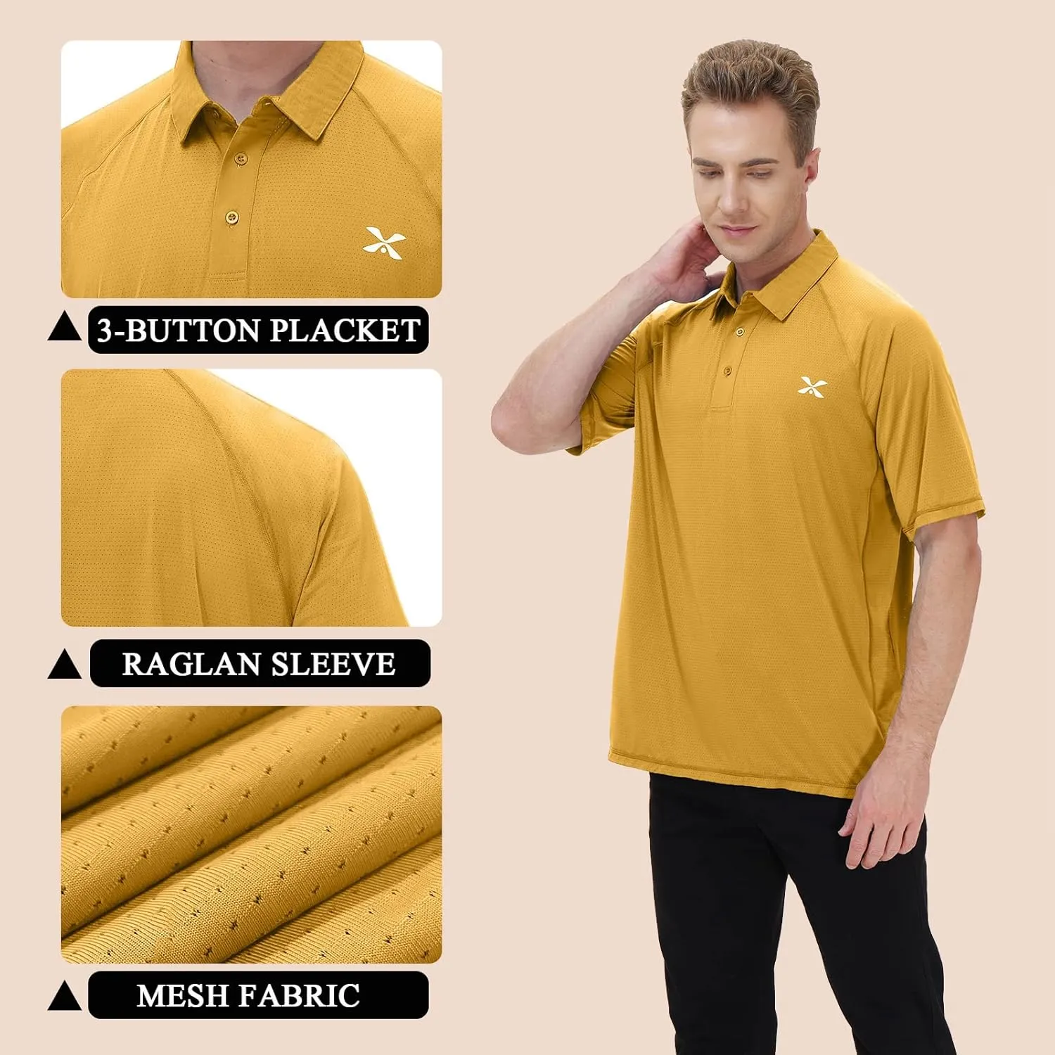 MOHEEN Men's Moisture Wicking Short Sleeve Polo Shirts UPF 50  Lightweight Performance Golf Shirts M-6XL