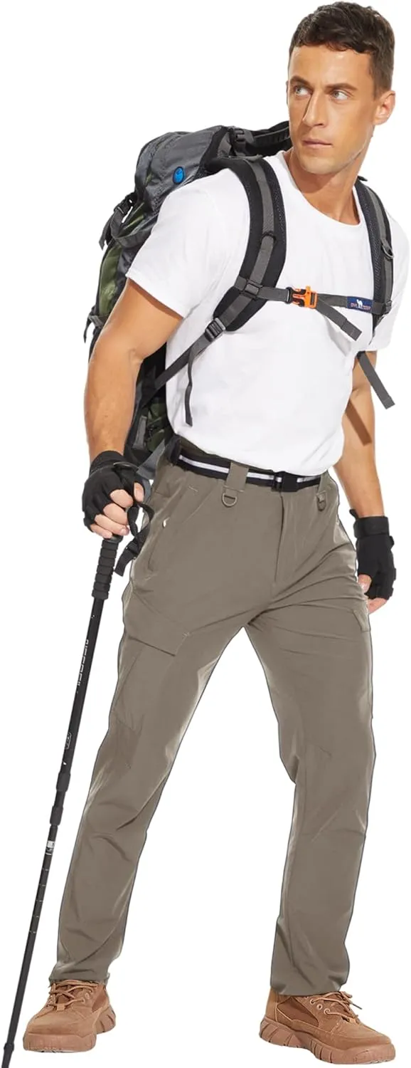 MOURCE Men's Hiking Pants Outdoor Water Resistant Flex Ripstop Cargo Pants Quick Dry Lightweight Fit Pants 6 Pockets and Belt