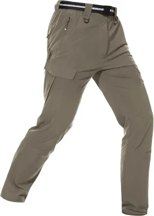 MOURCE Men's Hiking Pants Outdoor Water Resistant Flex Ripstop Cargo Pants Quick Dry Lightweight Fit Pants 6 Pockets and Belt