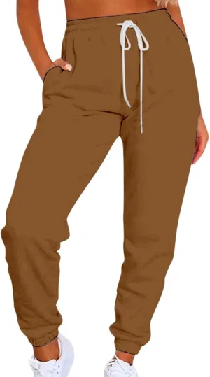 Muyise Fleece Lined Joggers for Women High Waisted Drawstring Thermal Sweatpants Workout Pants Running Pants with Pockets