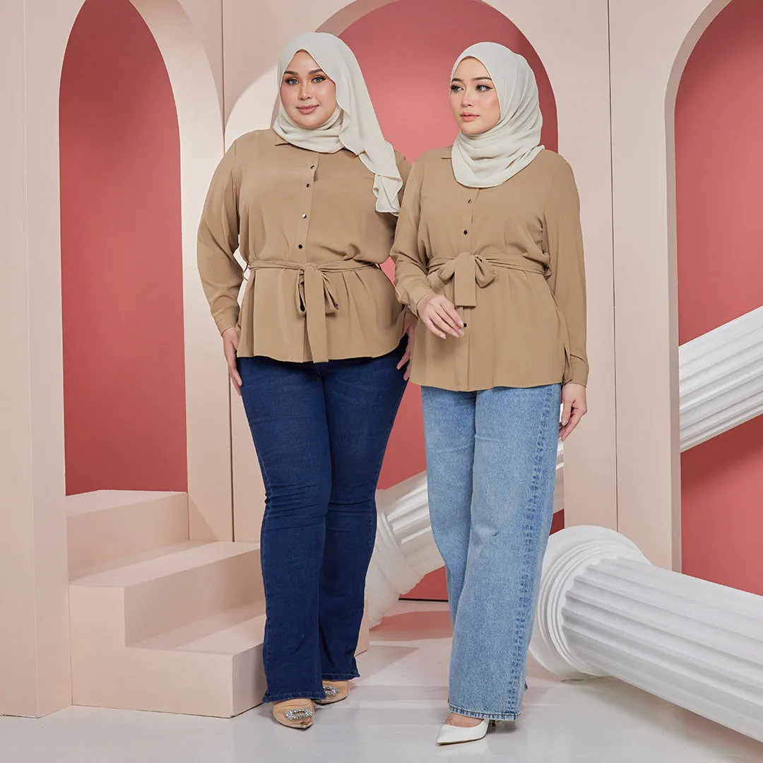 Mydina Oversize Blouse - Brown