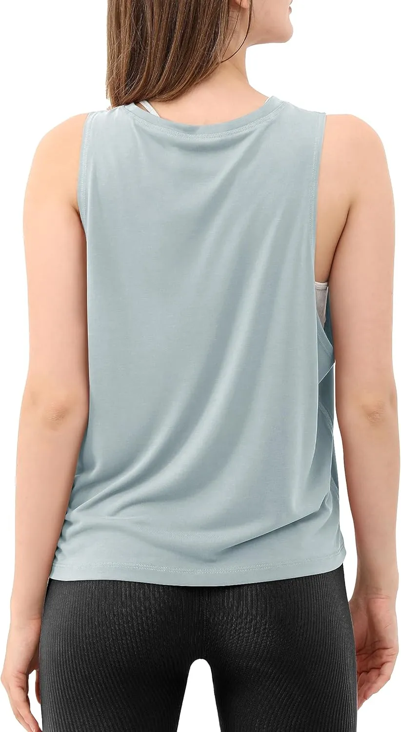 ODODOS 3-Pack Loose Tank Tops for Women Sleeveless Gym Athletic Workout Tops Yoga Shirts