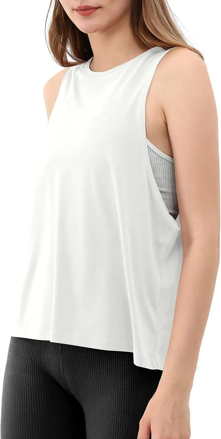 ODODOS 3-Pack Loose Tank Tops for Women Sleeveless Gym Athletic Workout Tops Yoga Shirts