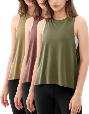 ODODOS 3-Pack Loose Tank Tops for Women Sleeveless Gym Athletic Workout Tops Yoga Shirts