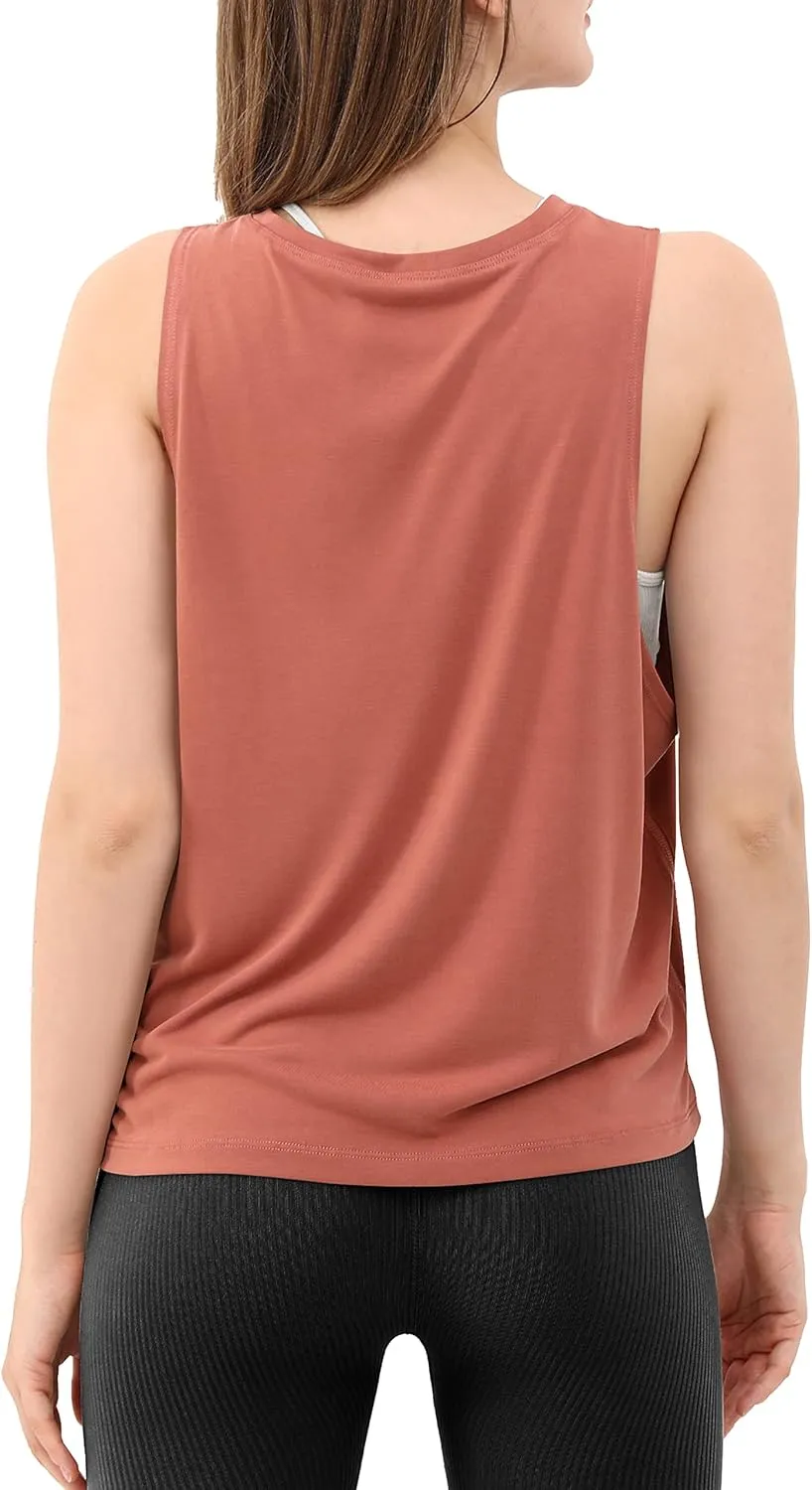 ODODOS 3-Pack Loose Tank Tops for Women Sleeveless Gym Athletic Workout Tops Yoga Shirts