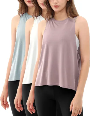 ODODOS 3-Pack Loose Tank Tops for Women Sleeveless Gym Athletic Workout Tops Yoga Shirts