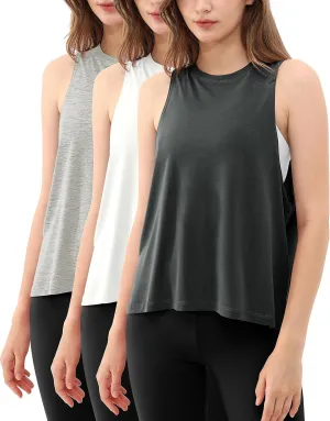 ODODOS 3-Pack Loose Tank Tops for Women Sleeveless Gym Athletic Workout Tops Yoga Shirts
