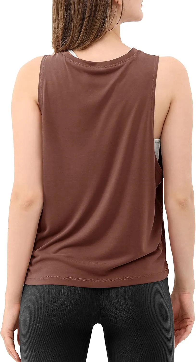 ODODOS 3-Pack Loose Tank Tops for Women Sleeveless Gym Athletic Workout Tops Yoga Shirts