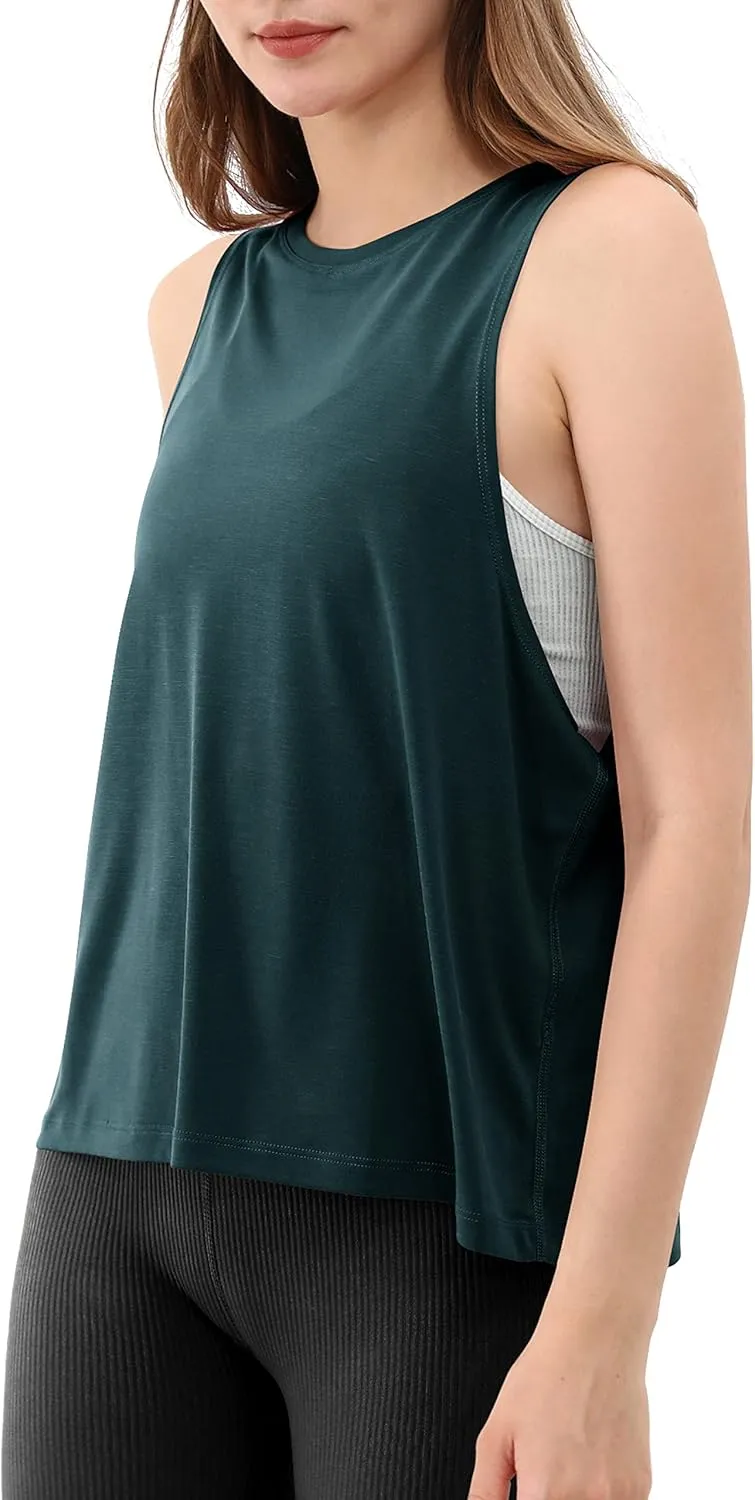 ODODOS 3-Pack Loose Tank Tops for Women Sleeveless Gym Athletic Workout Tops Yoga Shirts