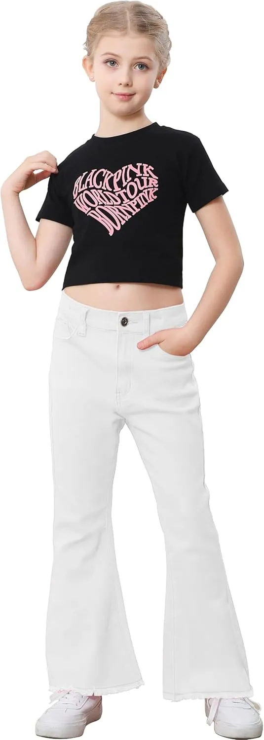 OeyFnbmO Birthday Gifts for Girls Flare Pants High Waisted Bootcut Stretch 70s Bell Bottom Jeans