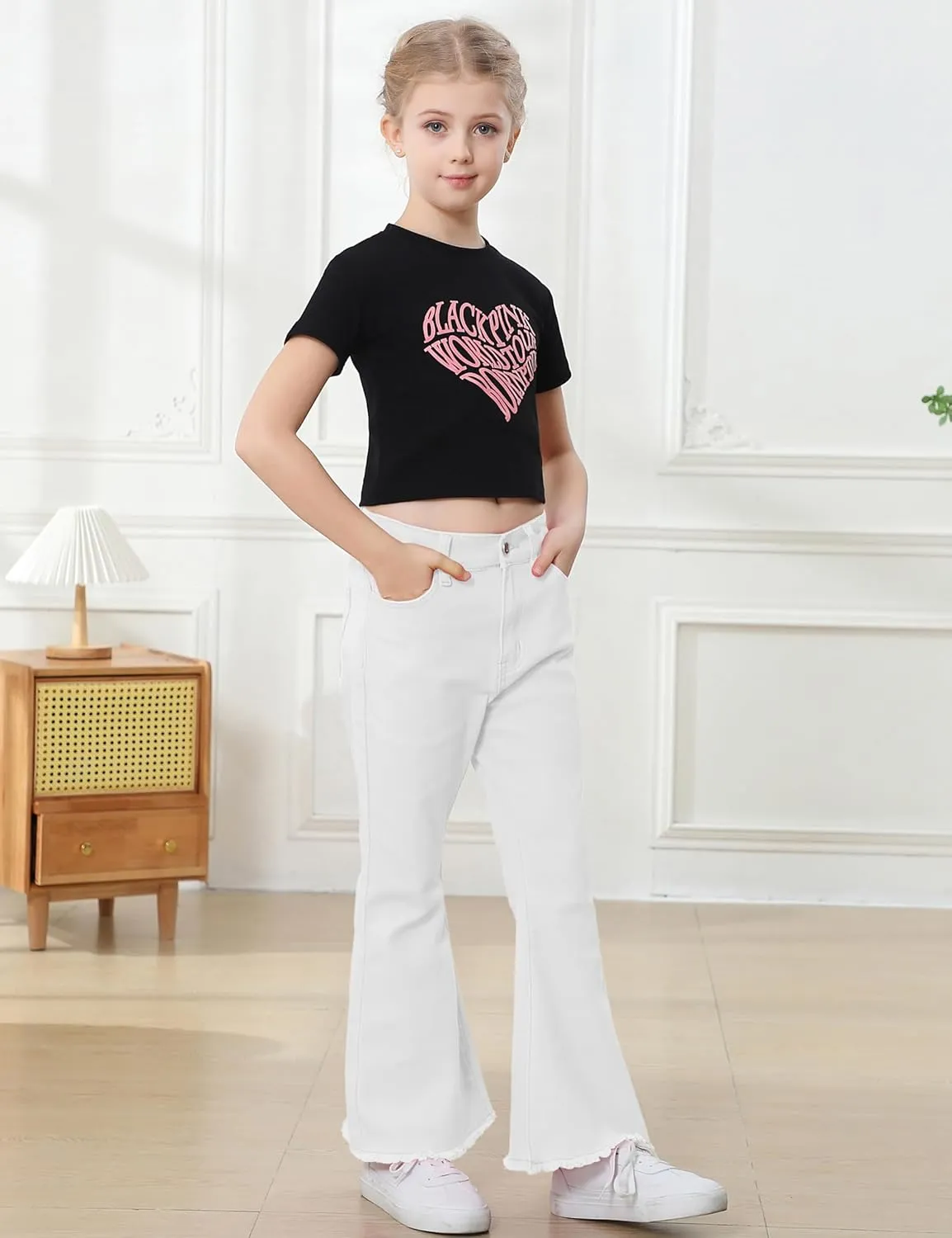 OeyFnbmO Birthday Gifts for Girls Flare Pants High Waisted Bootcut Stretch 70s Bell Bottom Jeans