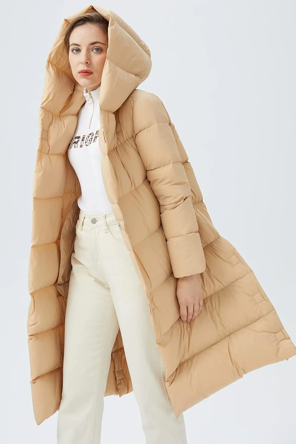 Orolay Womens Puffer Down Jacket Long Winter Coat with Warm Hood