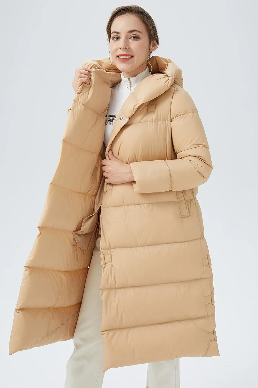 Orolay Womens Puffer Down Jacket Long Winter Coat with Warm Hood