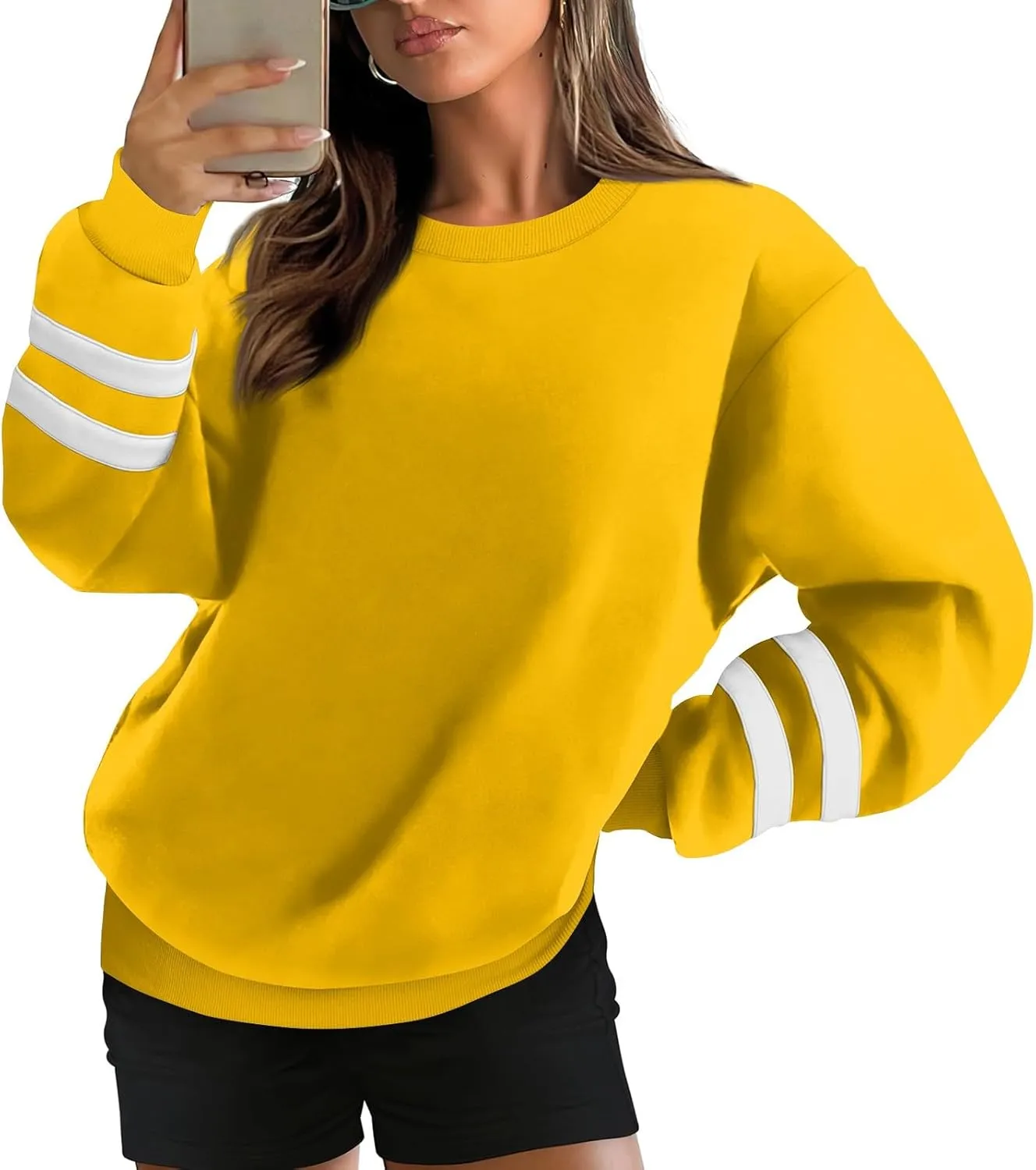 Oversized Sweatshirt For Women Trendy Hoodie Pullover Crewneck Long Sleeve Solid Fall Winter Clothes 2024