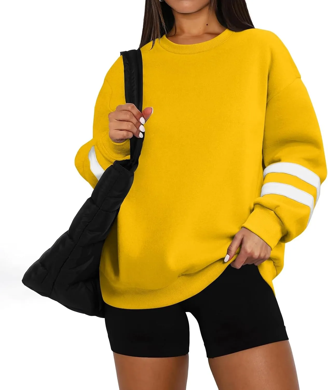 Oversized Sweatshirt For Women Trendy Hoodie Pullover Crewneck Long Sleeve Solid Fall Winter Clothes 2024