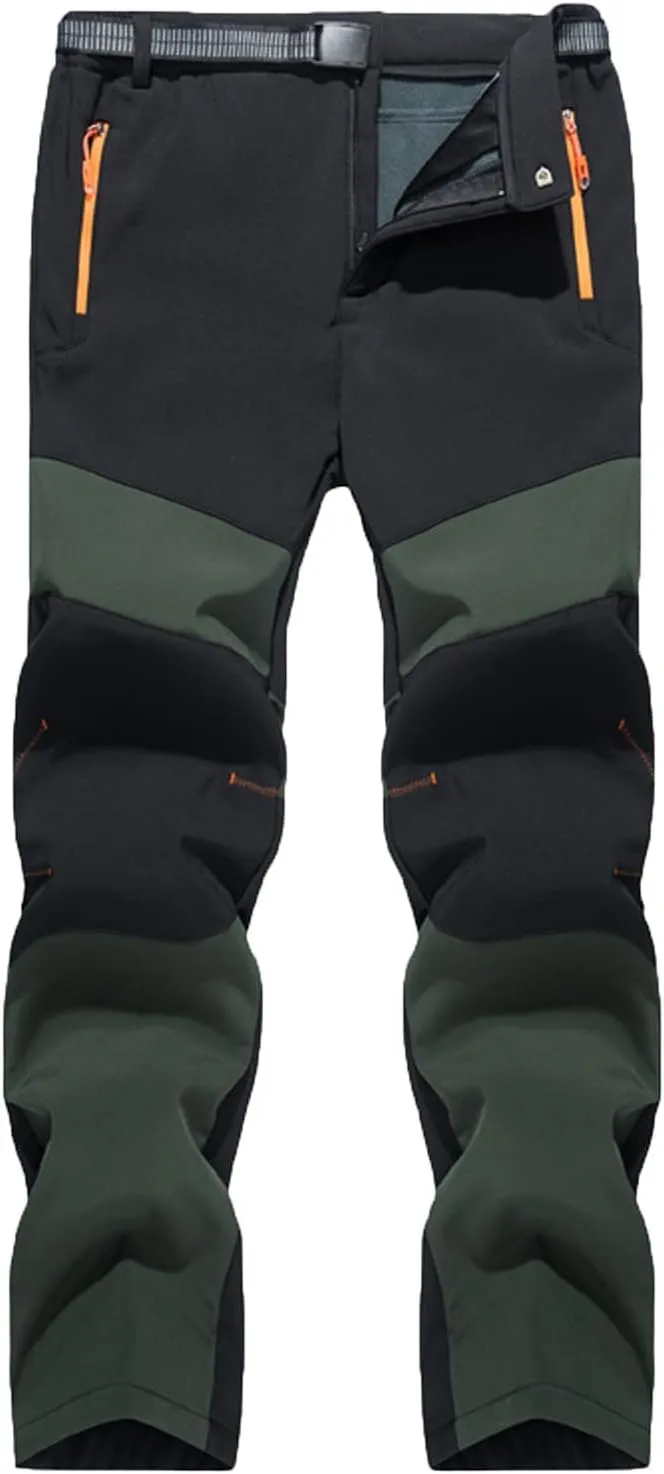 Patchwork Pants for Men Athletic-Fit Plush Thickened Assault Pants Stylish Waterproof Athletic Climbing Trousers