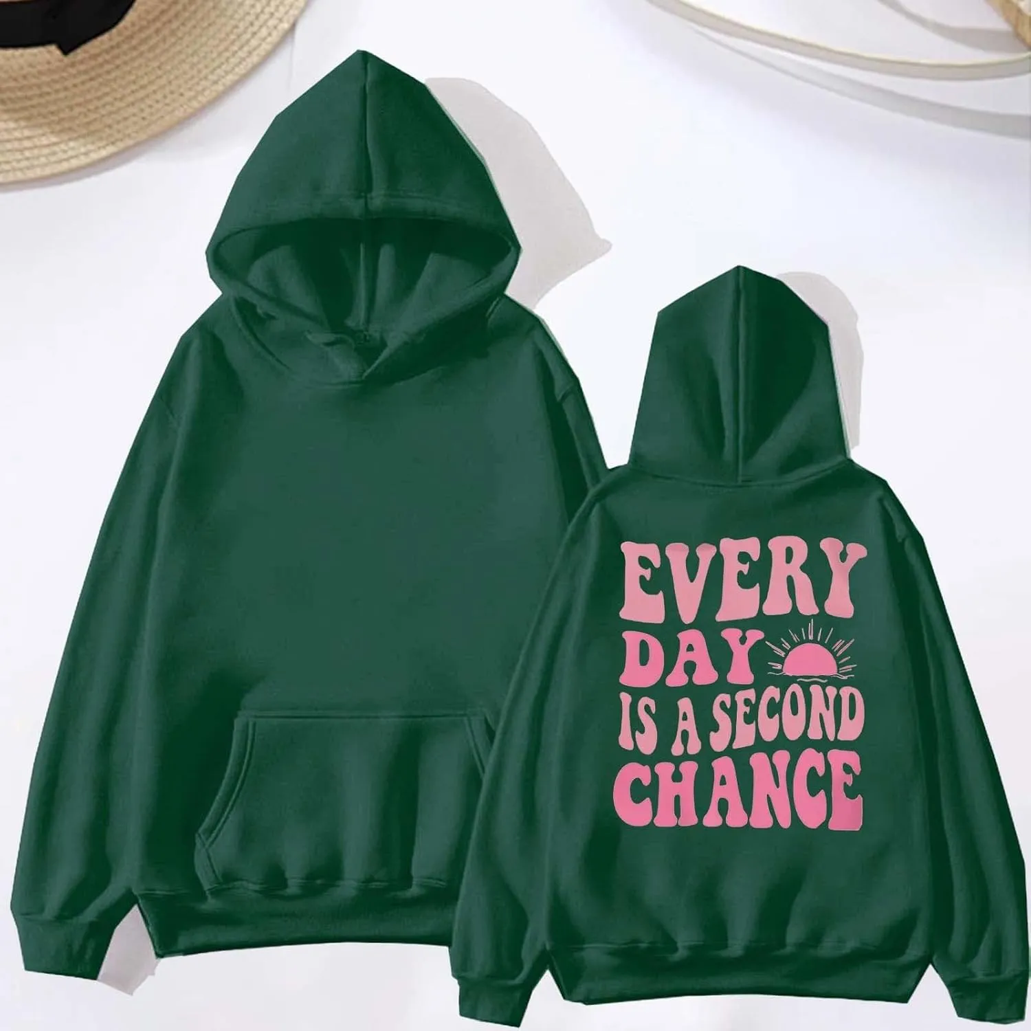 Pink Hoodies for Women Latter Print Oversized Long Sleeve Casual Pullover with Pocket Sweater 2024 Fall Sweatshirt Y2K