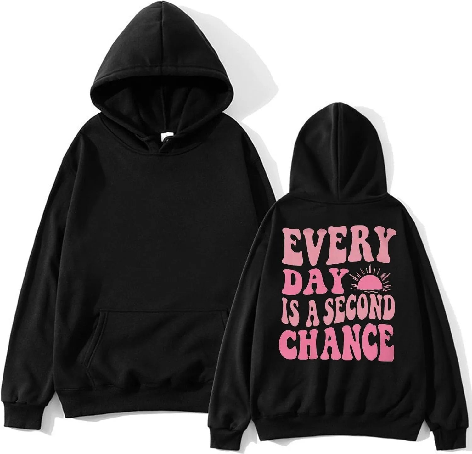 Pink Hoodies for Women Latter Print Oversized Long Sleeve Casual Pullover with Pocket Sweater 2024 Fall Sweatshirt Y2K