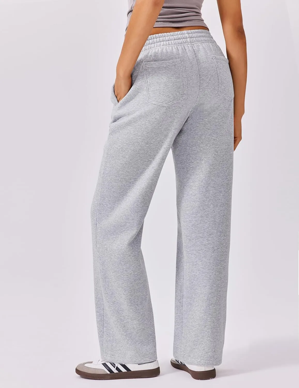 PINSPARK Fleece Sweat Pants for Womens Straight Legs Winter Sweatpants High Waisted Workout Pants with 4 Pockets