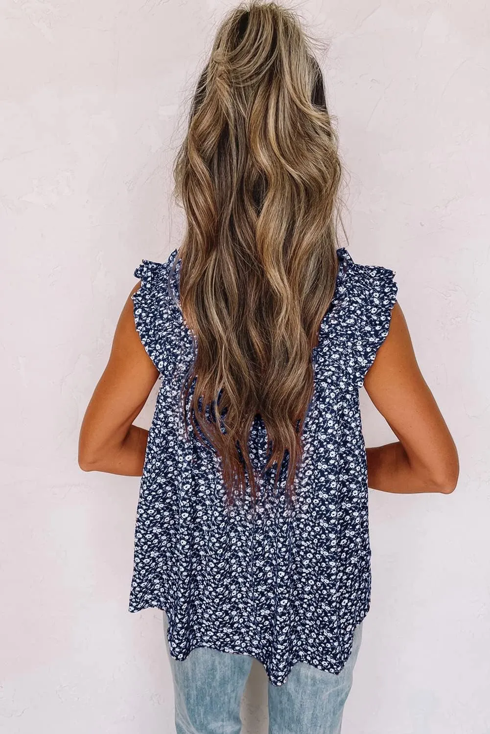 PRETTYGARDEN Boho Floral Tank Tops for Women, Shirred Straps Pleated Summer Casual Sleeveless Shirts Tops Beach Blouses