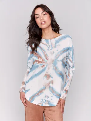 Printed Plush Knit Sweater - Steel