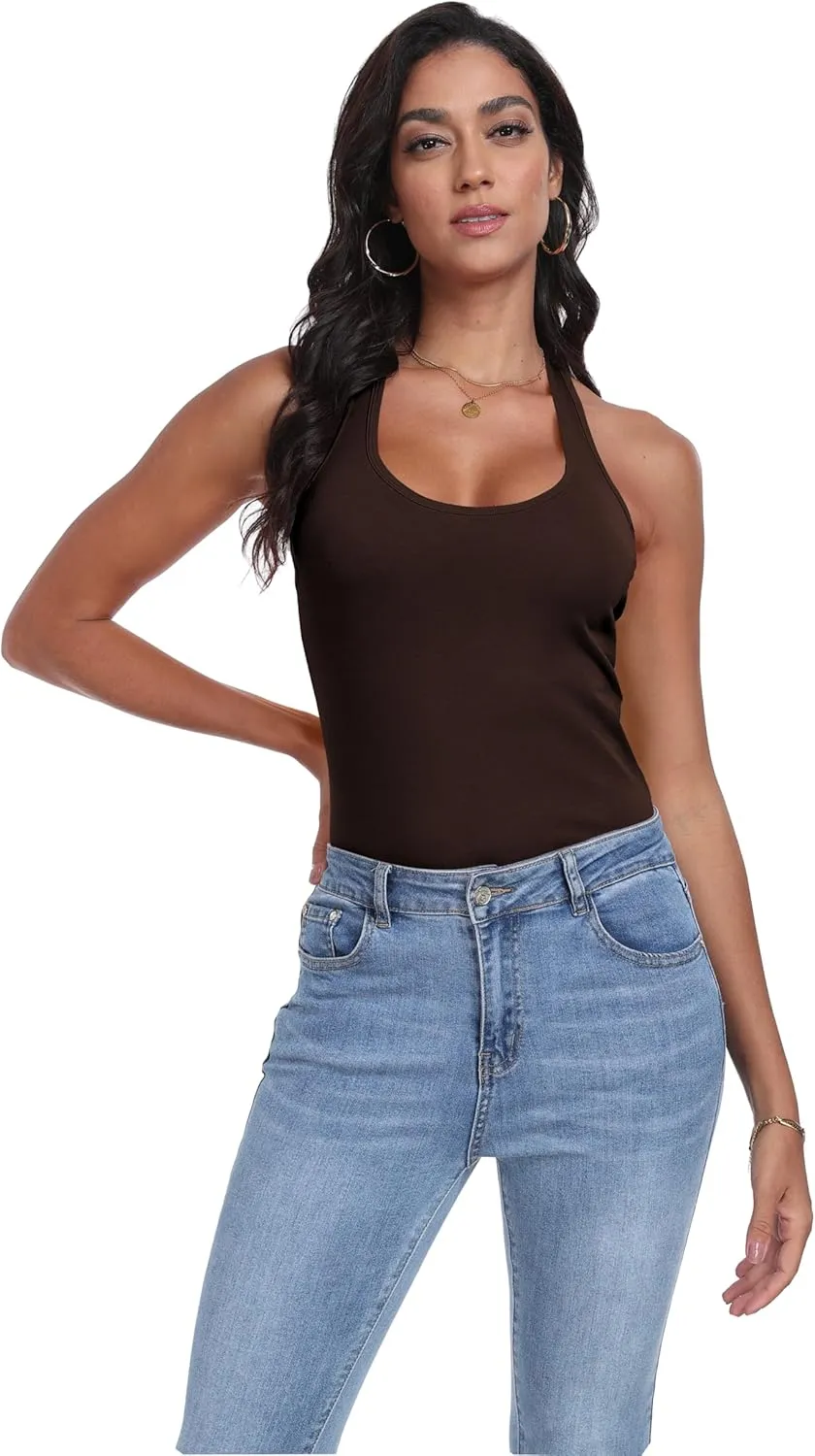 Racerback Tank Tops for Women Cotton Long Camisoles Gym Workout Undershirt Yoga 3 Packs