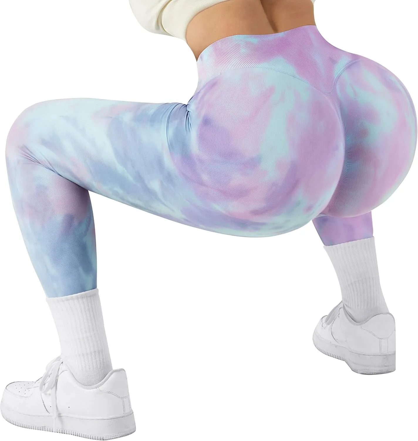 RXRXCOCO Womens High Waist Tummy Control Leggings Ruched Butt Lift Yoga Pants Workout Tights