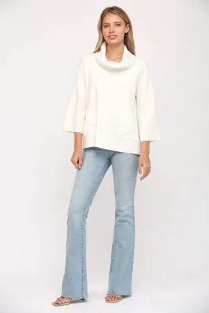 Satin Cowl Neck Sweater