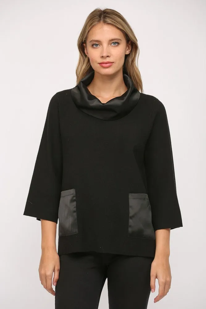 Satin Cowl Neck Sweater