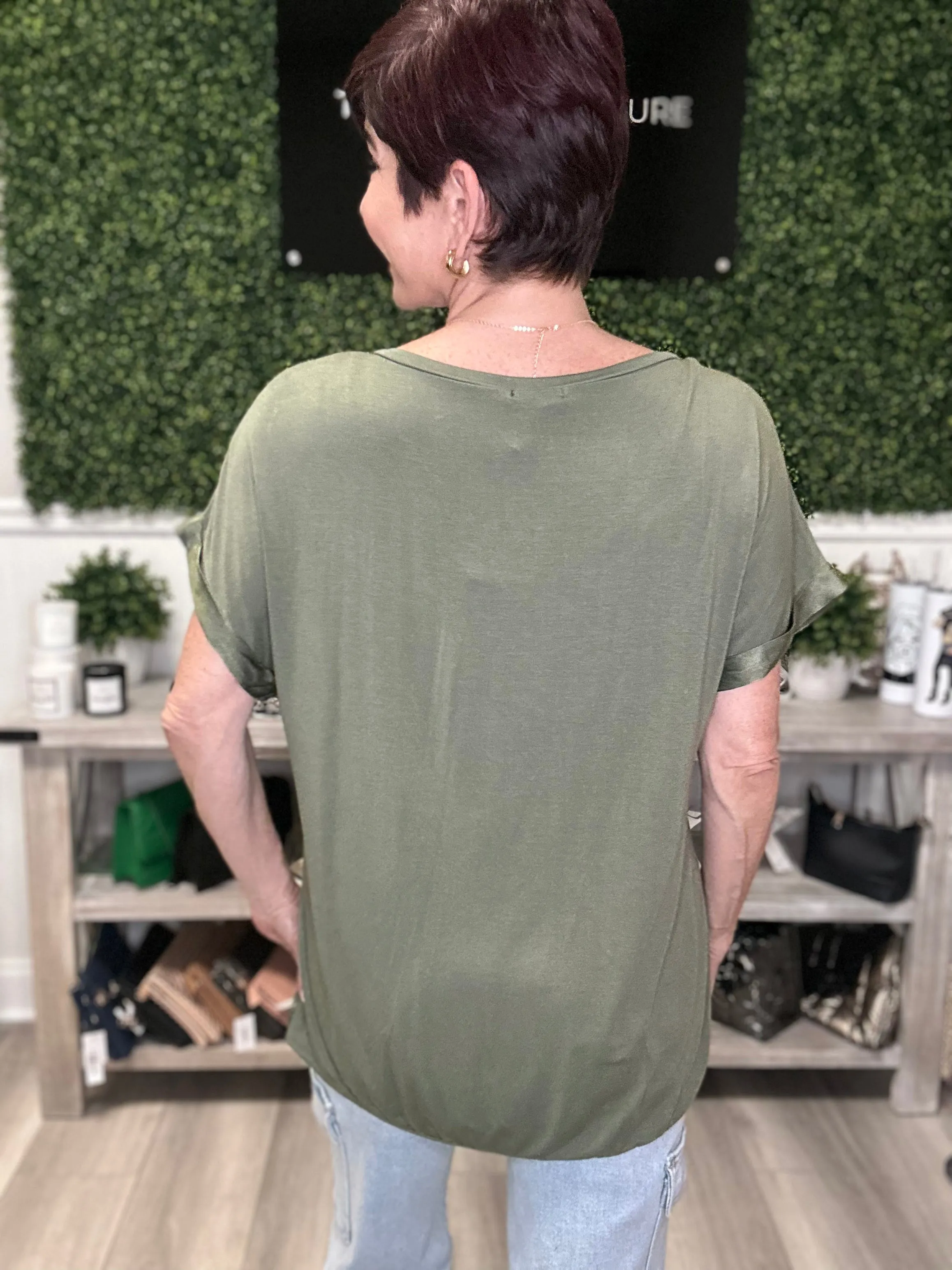 Satin V Neck Top