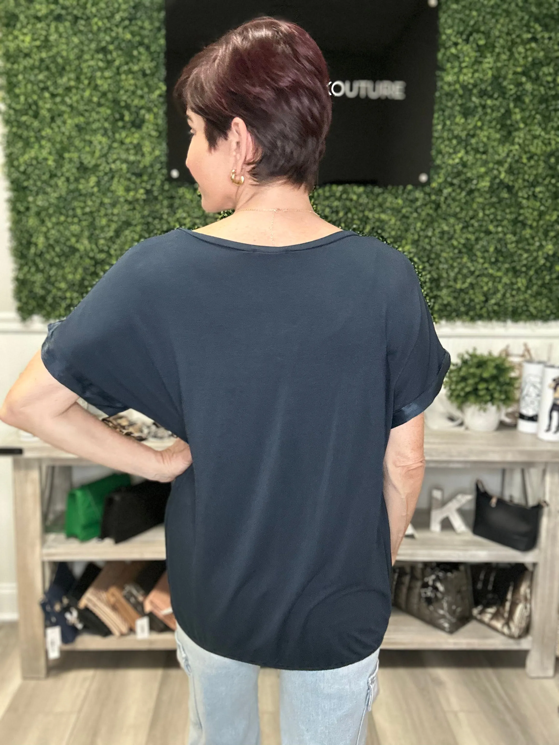 Satin V Neck Top