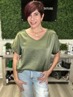 Satin V Neck Top