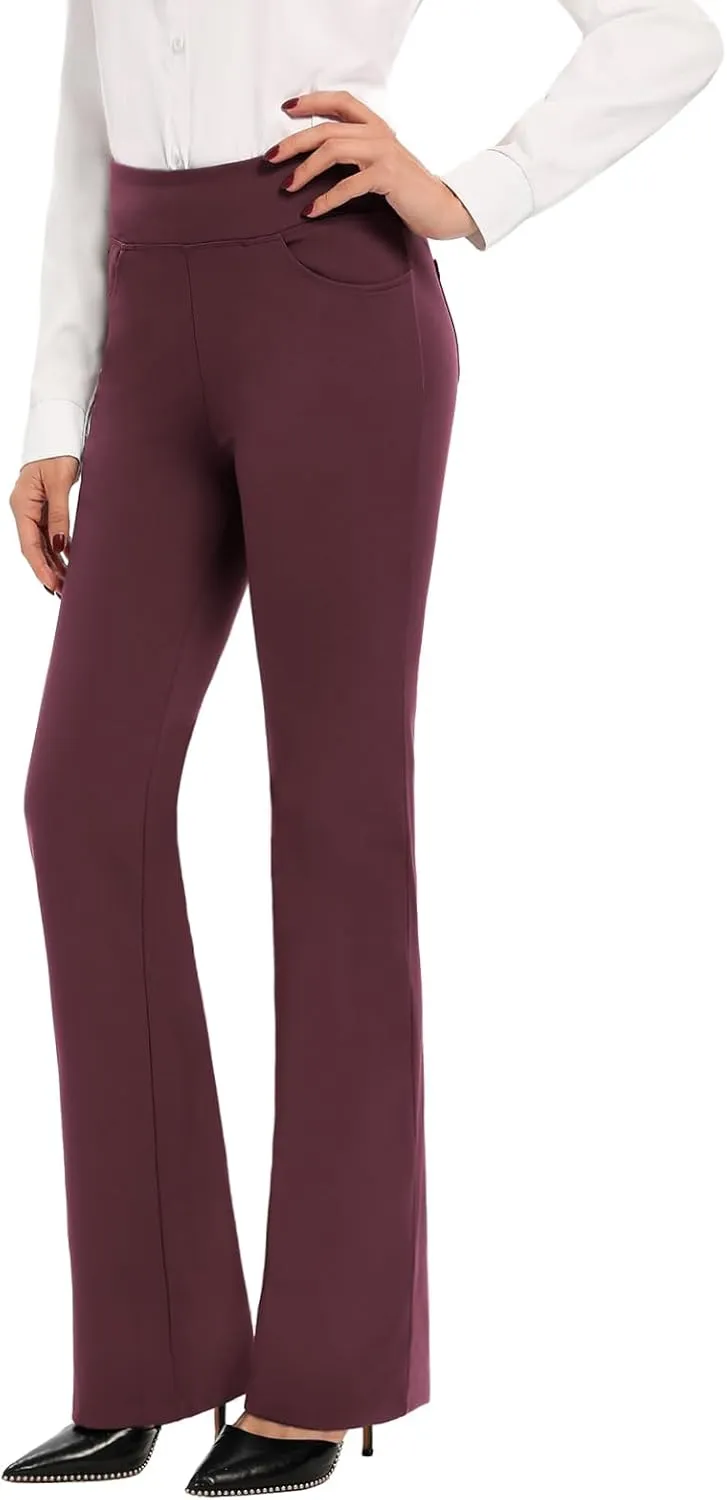 SEVEGO 29"/31"/33"/35" Inseam Women's Bootcut Yoga Dress Pants High Waist Stretch Work Pants Petite, Regular, Long, Tall