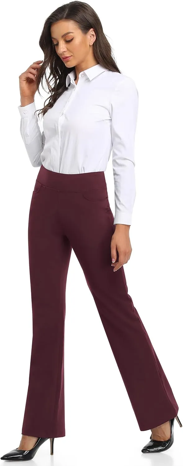 SEVEGO 29"/31"/33"/35" Inseam Women's Bootcut Yoga Dress Pants High Waist Stretch Work Pants Petite, Regular, Long, Tall