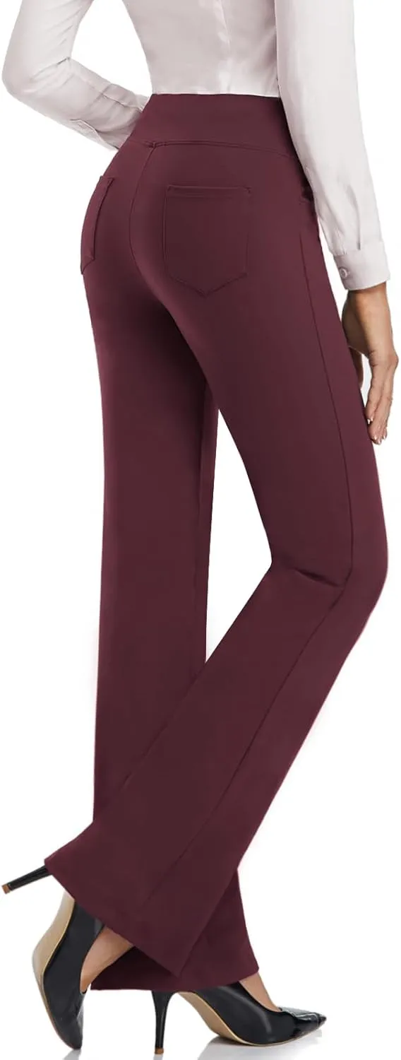 SEVEGO 29"/31"/33"/35" Inseam Women's Bootcut Yoga Dress Pants High Waist Stretch Work Pants Petite, Regular, Long, Tall