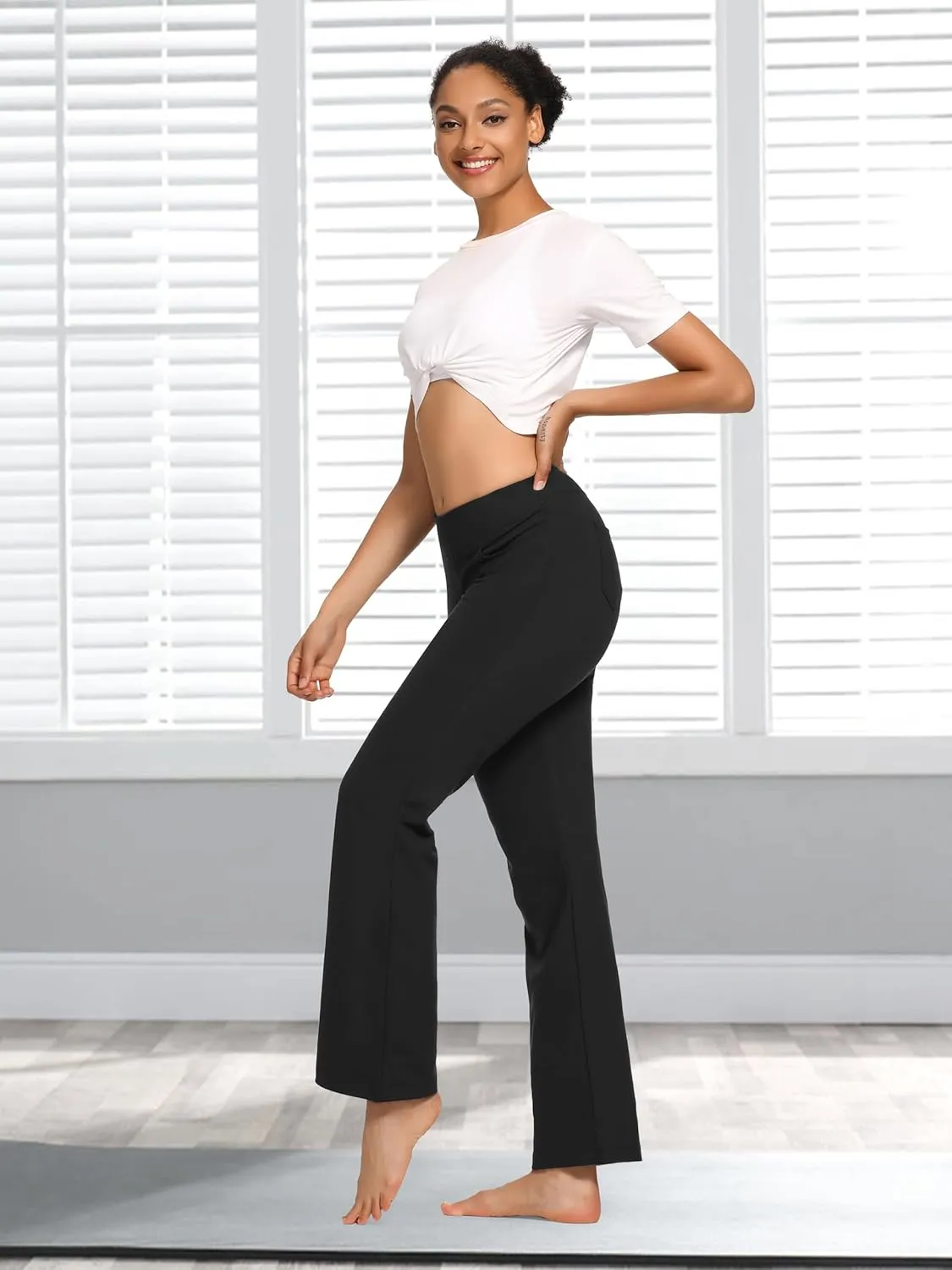 SEVEGO 29"/31"/33"/35" Inseam Women's Bootcut Yoga Dress Pants High Waist Stretch Work Pants Petite, Regular, Long, Tall