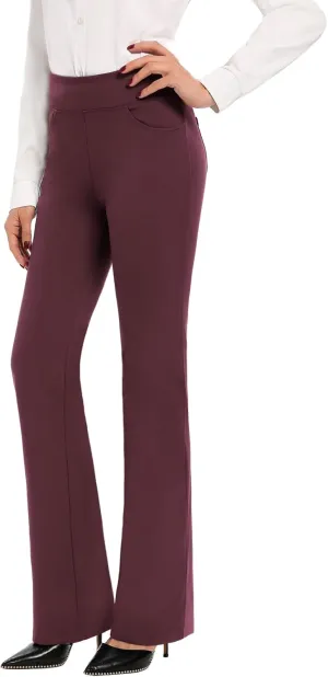 SEVEGO 29"/31"/33"/35" Inseam Women's Bootcut Yoga Dress Pants High Waist Stretch Work Pants Petite, Regular, Long, Tall