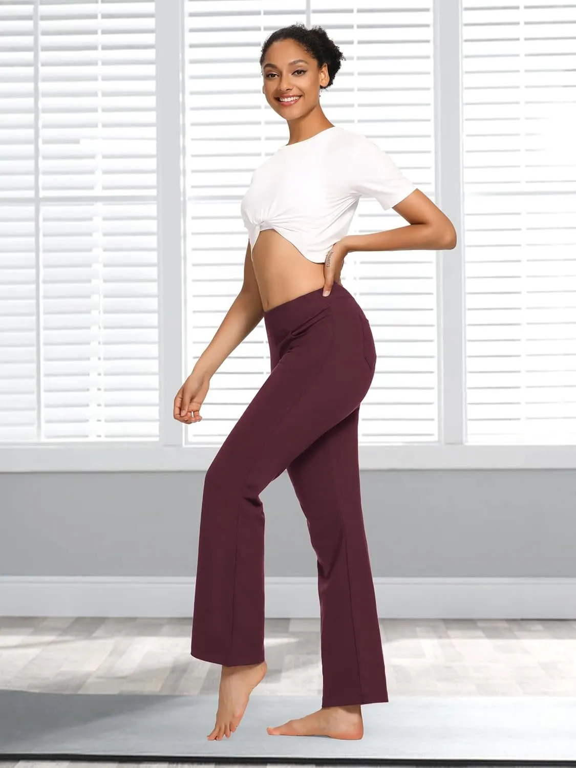 SEVEGO 29"/31"/33"/35" Inseam Women's Bootcut Yoga Dress Pants High Waist Stretch Work Pants Petite, Regular, Long, Tall
