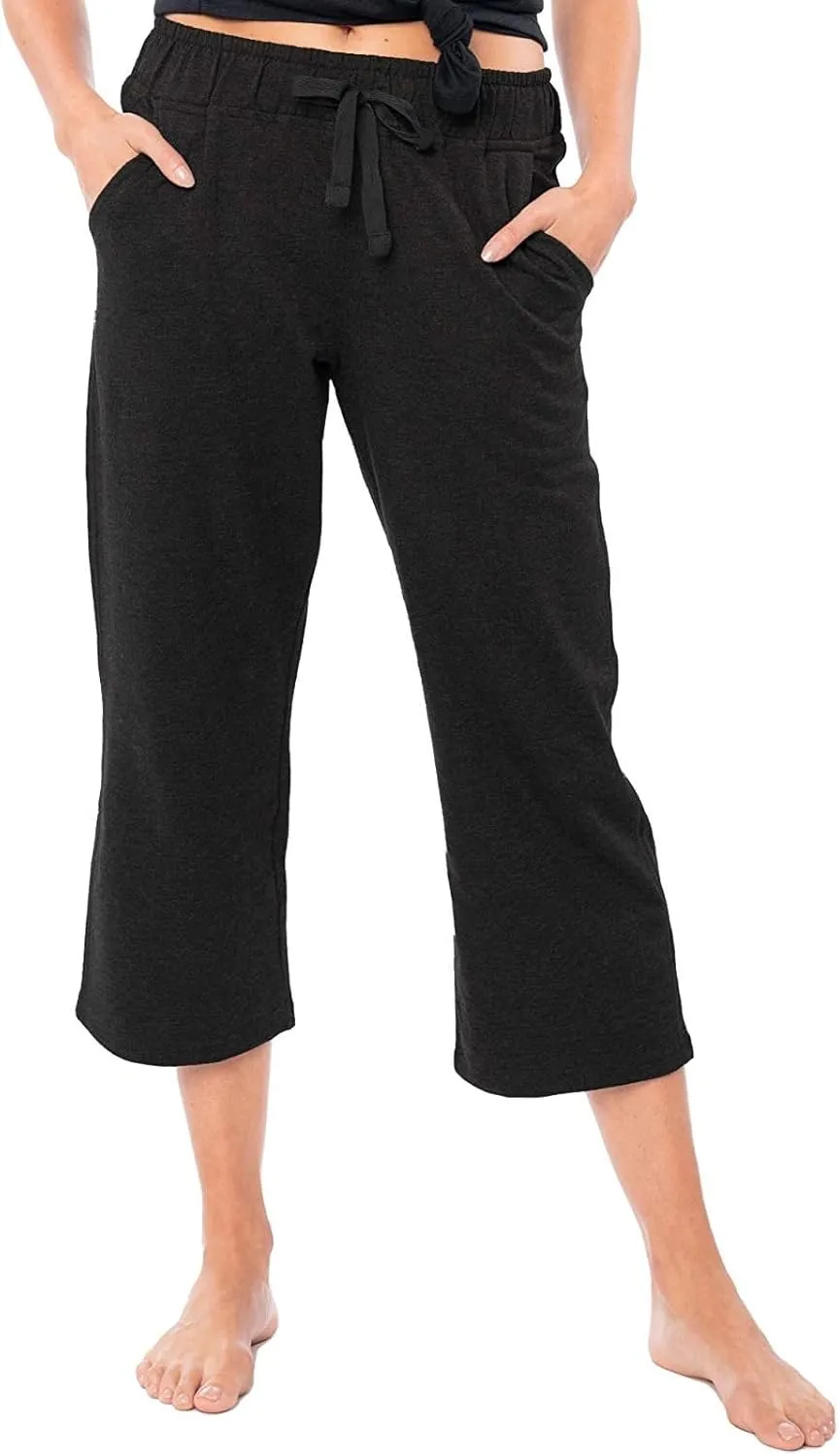 Sexy Basics Women's 3 Pack Drawstring Pants | French Terry Cotton Capri Bottoms