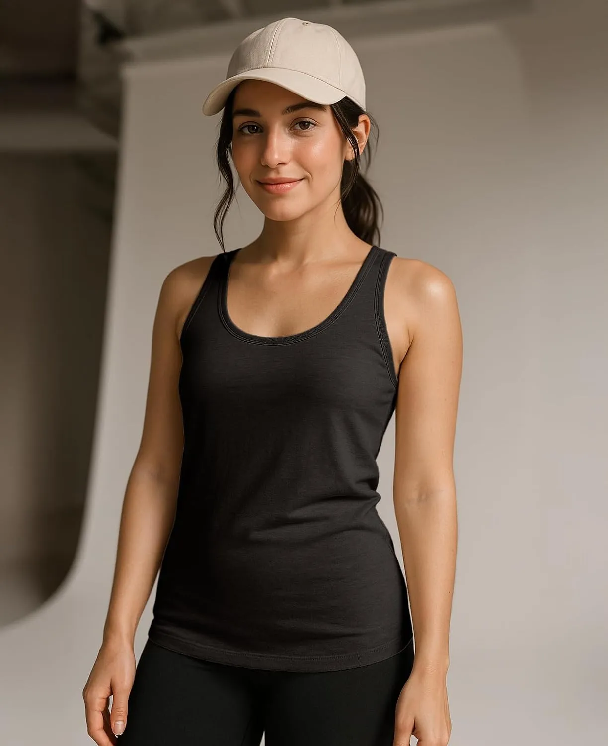 Sexy Basics Women's 5 Pack Racerback PowerFlex Tank Tops/Cotton -Spandex Stretch Color Tank Tops
