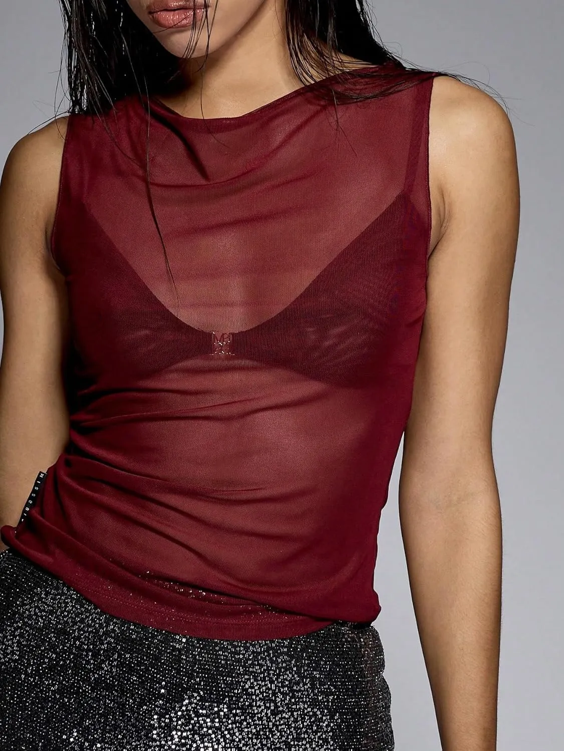Sheer Mesh Tank Top for Women Sleeveless See Through Going Out Tops Summer Y2k Camisole Tops