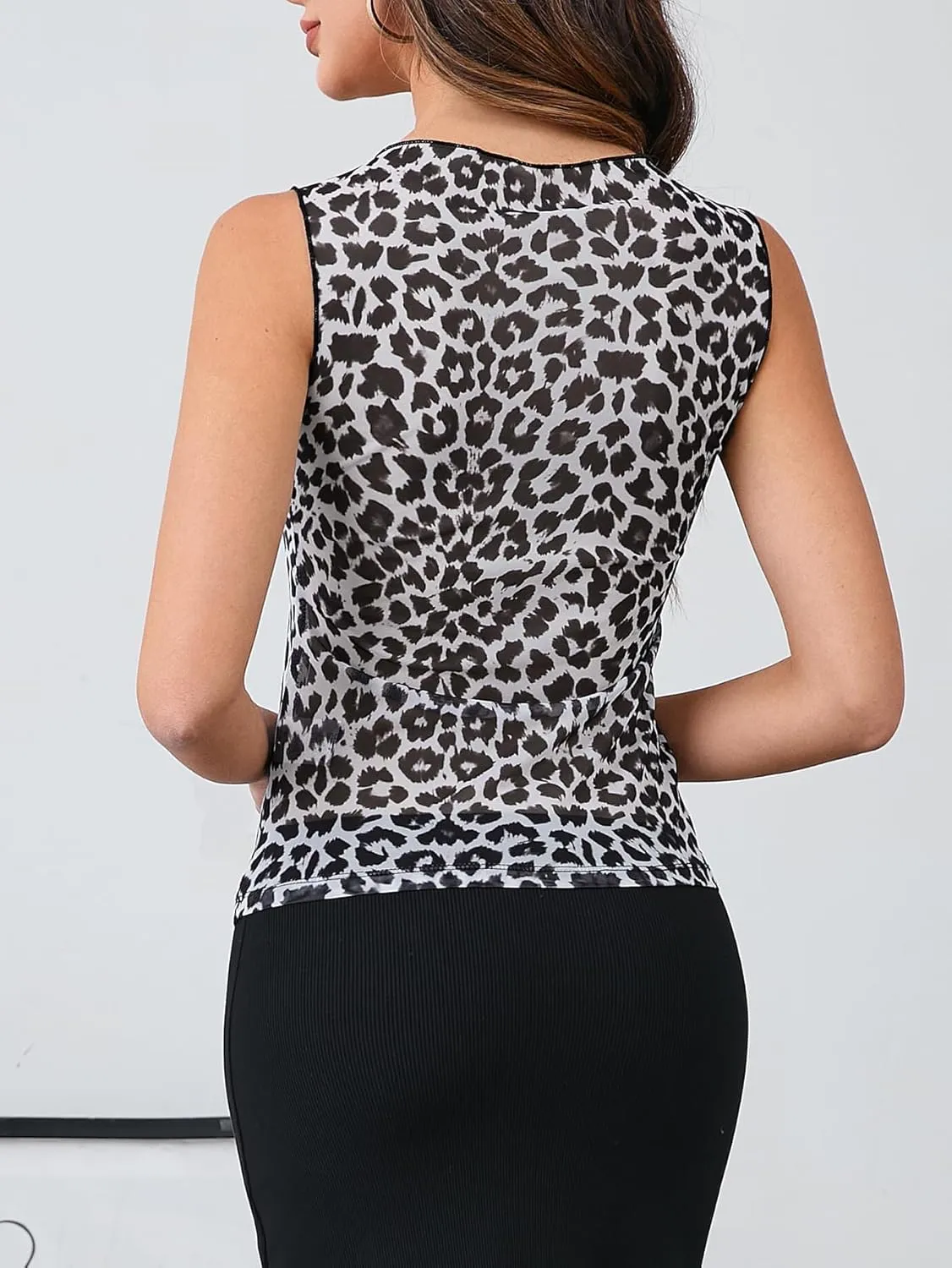 Sheer Mesh Tank Top for Women Sleeveless See Through Going Out Tops Summer Y2k Camisole Tops