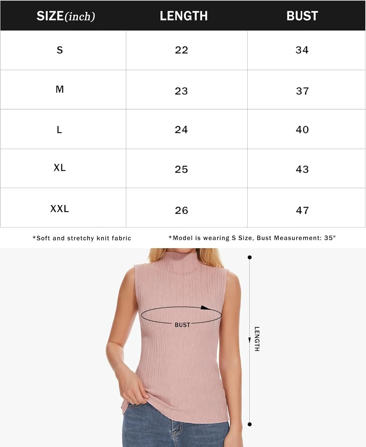 Sleeveless Mock Neck Tops for Women Soft Form Fitting Knit Vest Sleeveless Tops