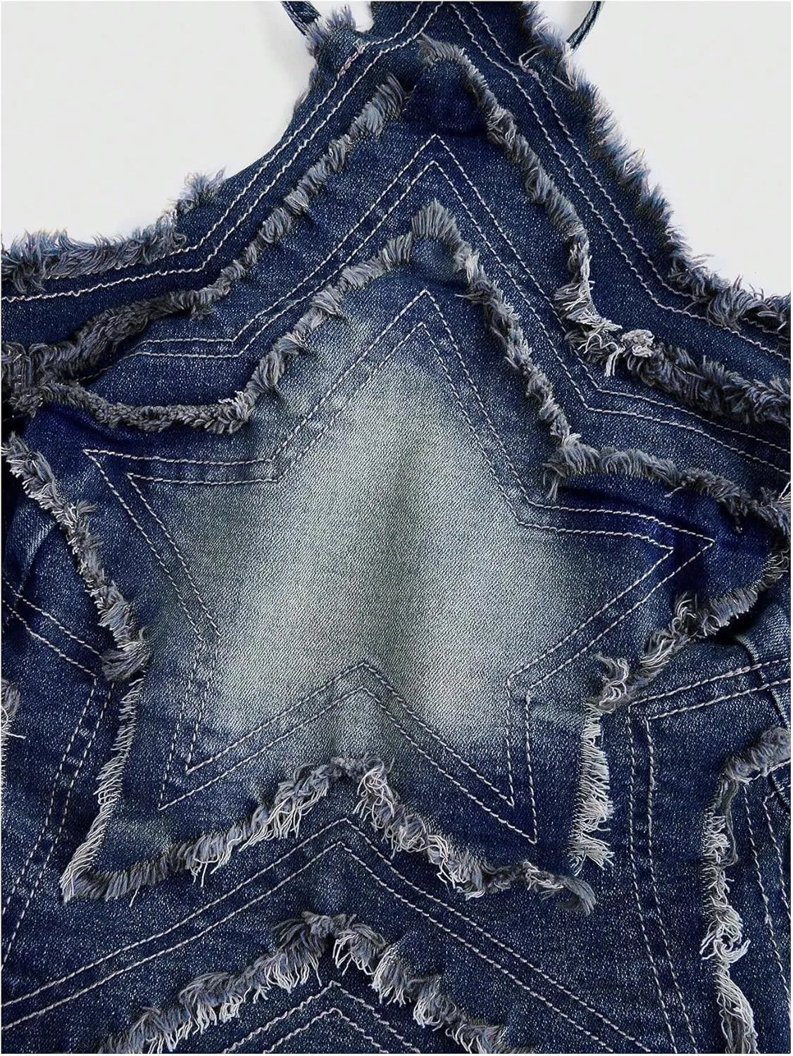 SOLY HUX Women's Star Halter Tops Tie Backless Y2k Distressed Denim Cami Crop Tops