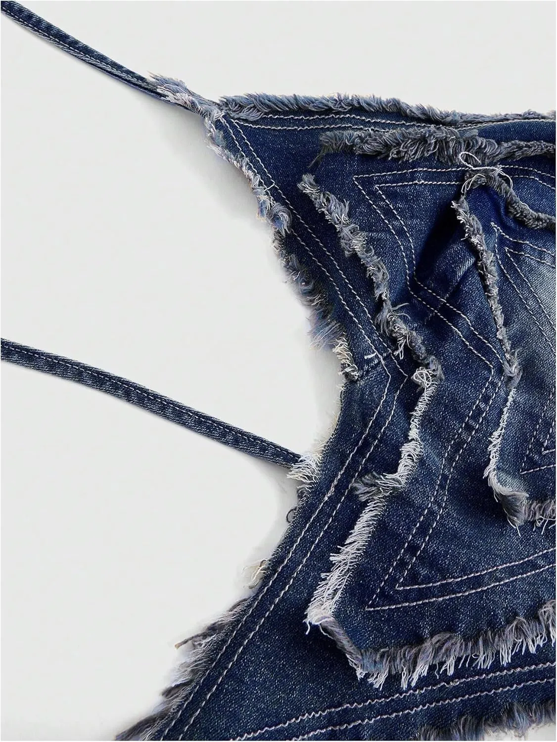 SOLY HUX Women's Star Halter Tops Tie Backless Y2k Distressed Denim Cami Crop Tops