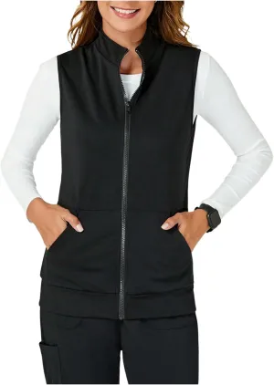 SOLY HUX Women's Zip Up Vest Sleeveless Collared Outerwear Scrubs Workwear with Pocket