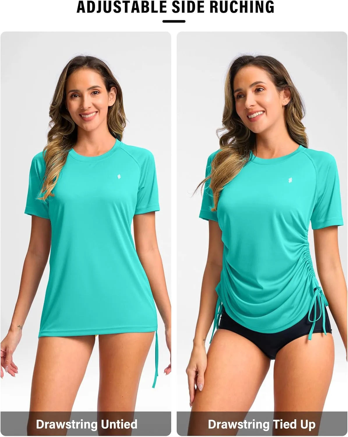 Soothfeel Women's Swim Shirt UPF 50  Short Sleeve Rash Guard SPF UV Sun Protection Swimming Swimsuit Bathing Suit Top Only