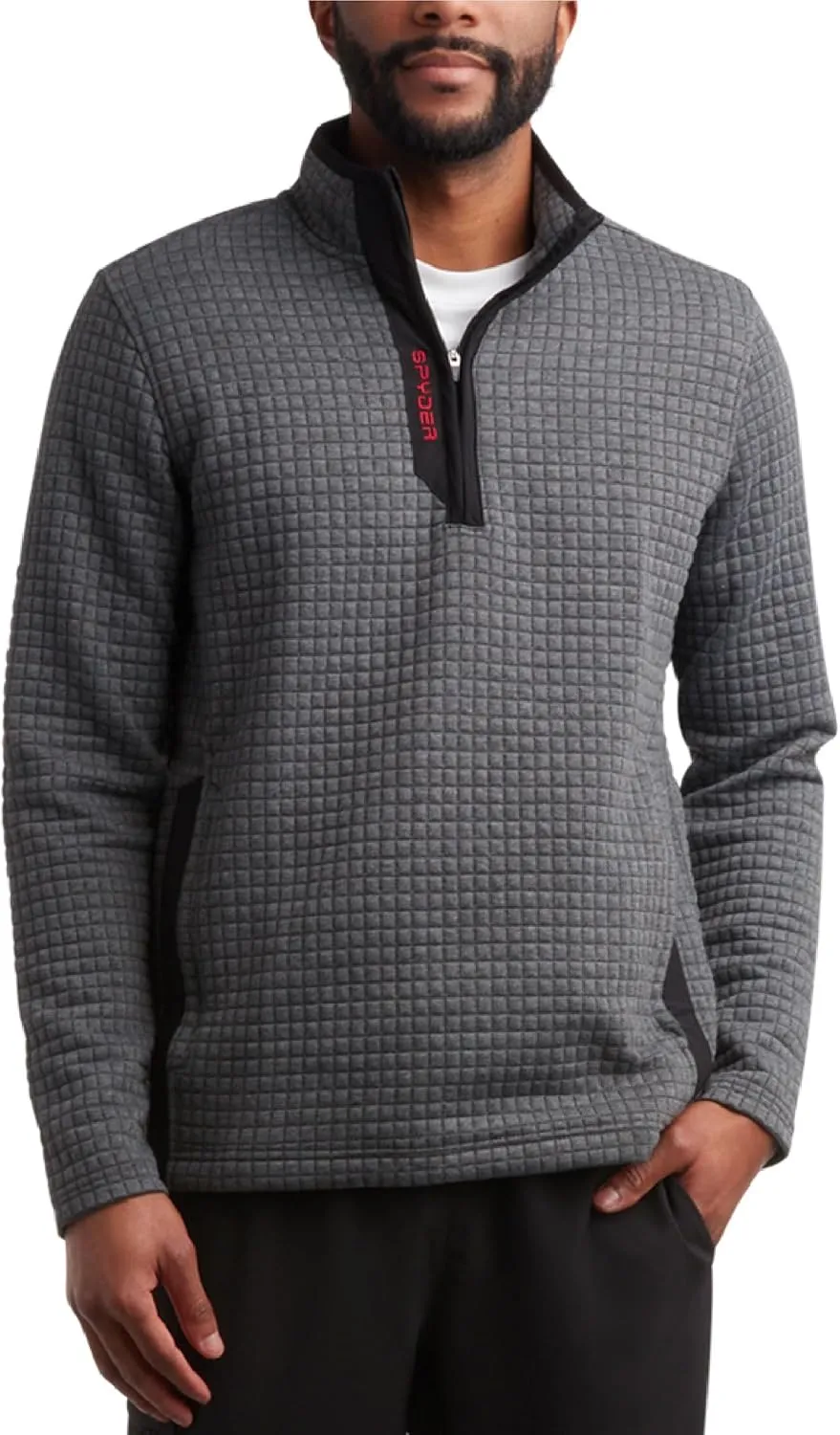 Spyder Mens Quarter Zip Pullover Sweatshirt - Grid Fleece Sweater Workout Shirts for Men - Quarter Zip Pullover Men Apparel