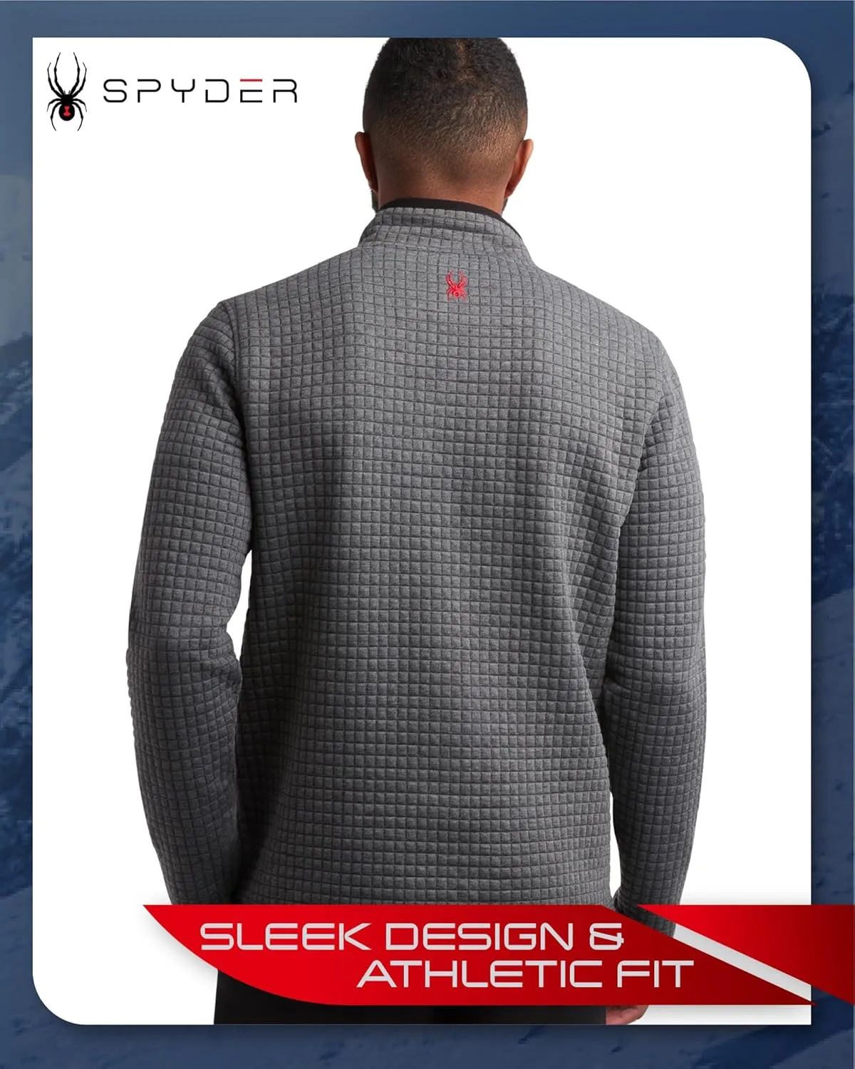 Spyder Mens Quarter Zip Pullover Sweatshirt - Grid Fleece Sweater Workout Shirts for Men - Quarter Zip Pullover Men Apparel