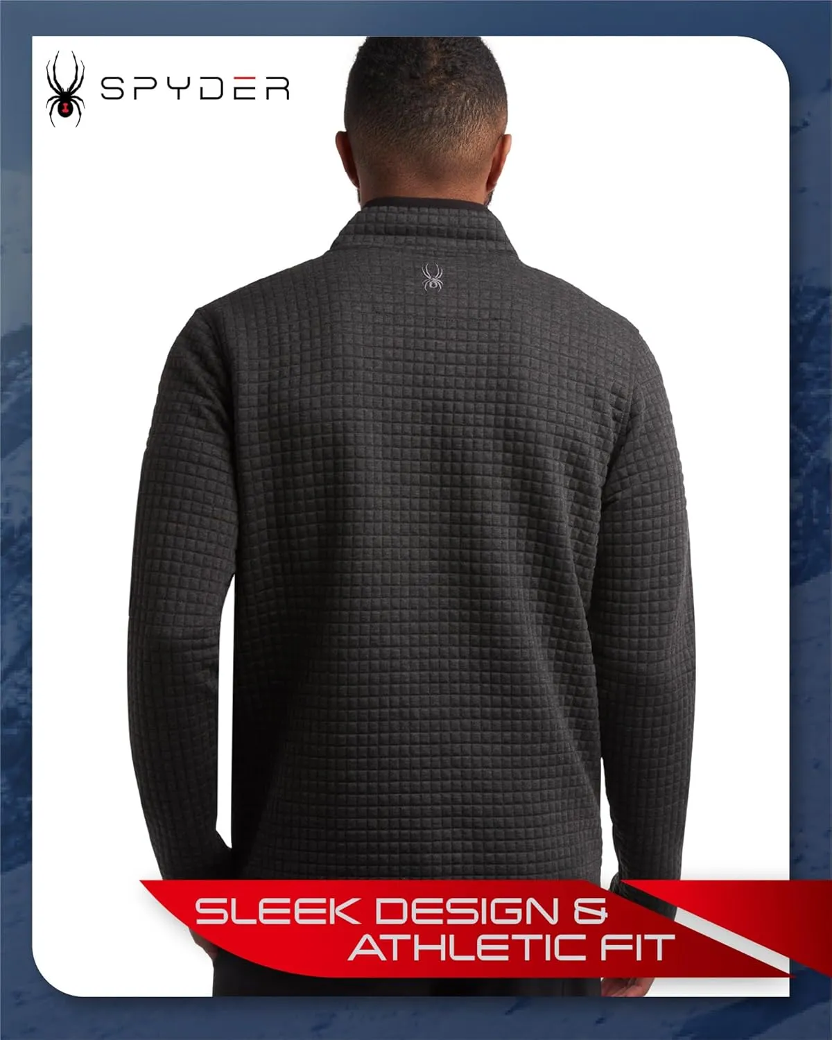 Spyder Mens Quarter Zip Pullover Sweatshirt - Grid Fleece Sweater Workout Shirts for Men - Quarter Zip Pullover Men Apparel
